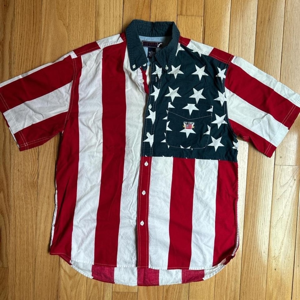 Ivy Crew Shirt Mens Button Up Short Sleeve American Flag size large